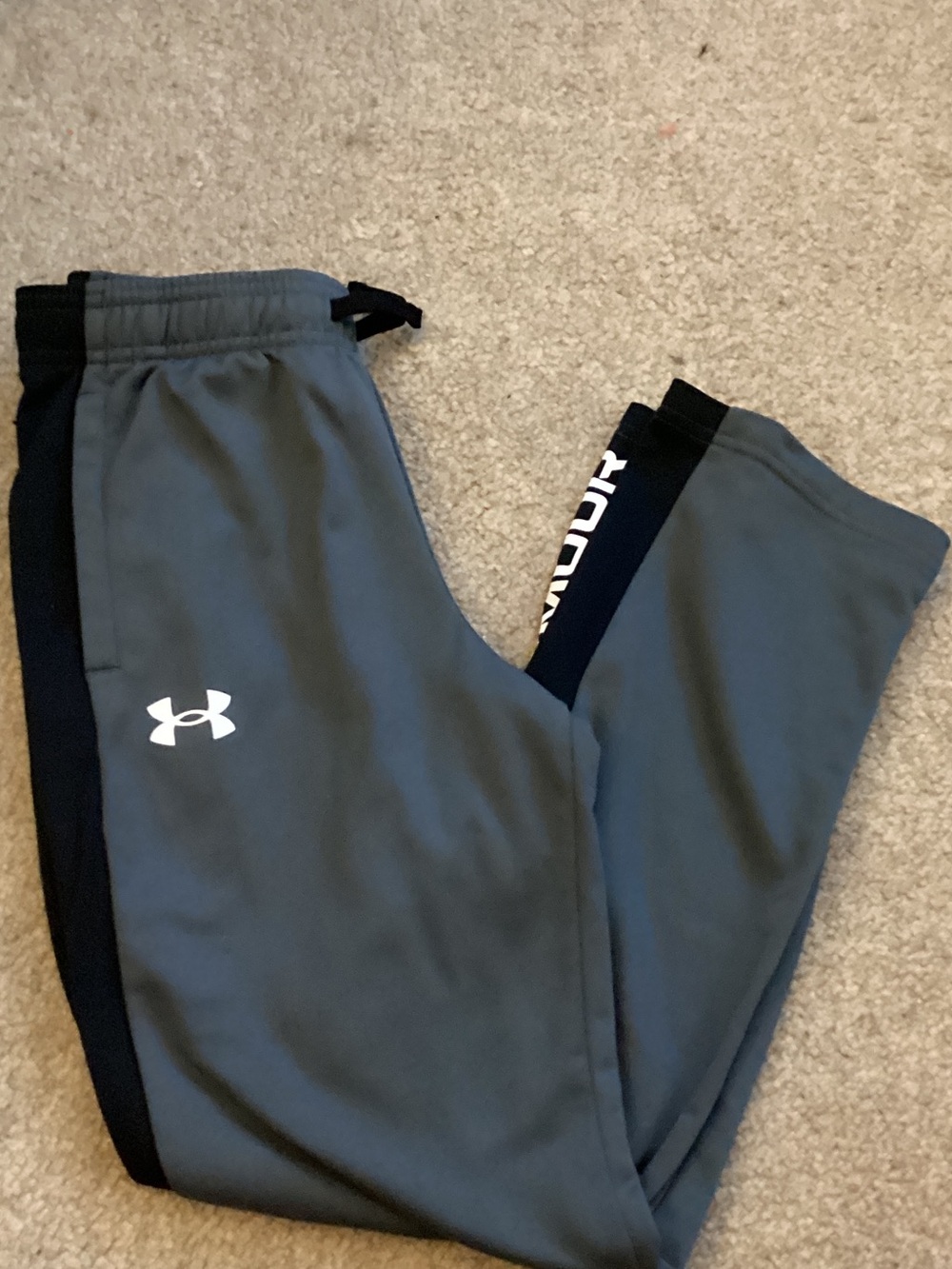 Under Armour Kids Gray Joggers with Black Side Panels